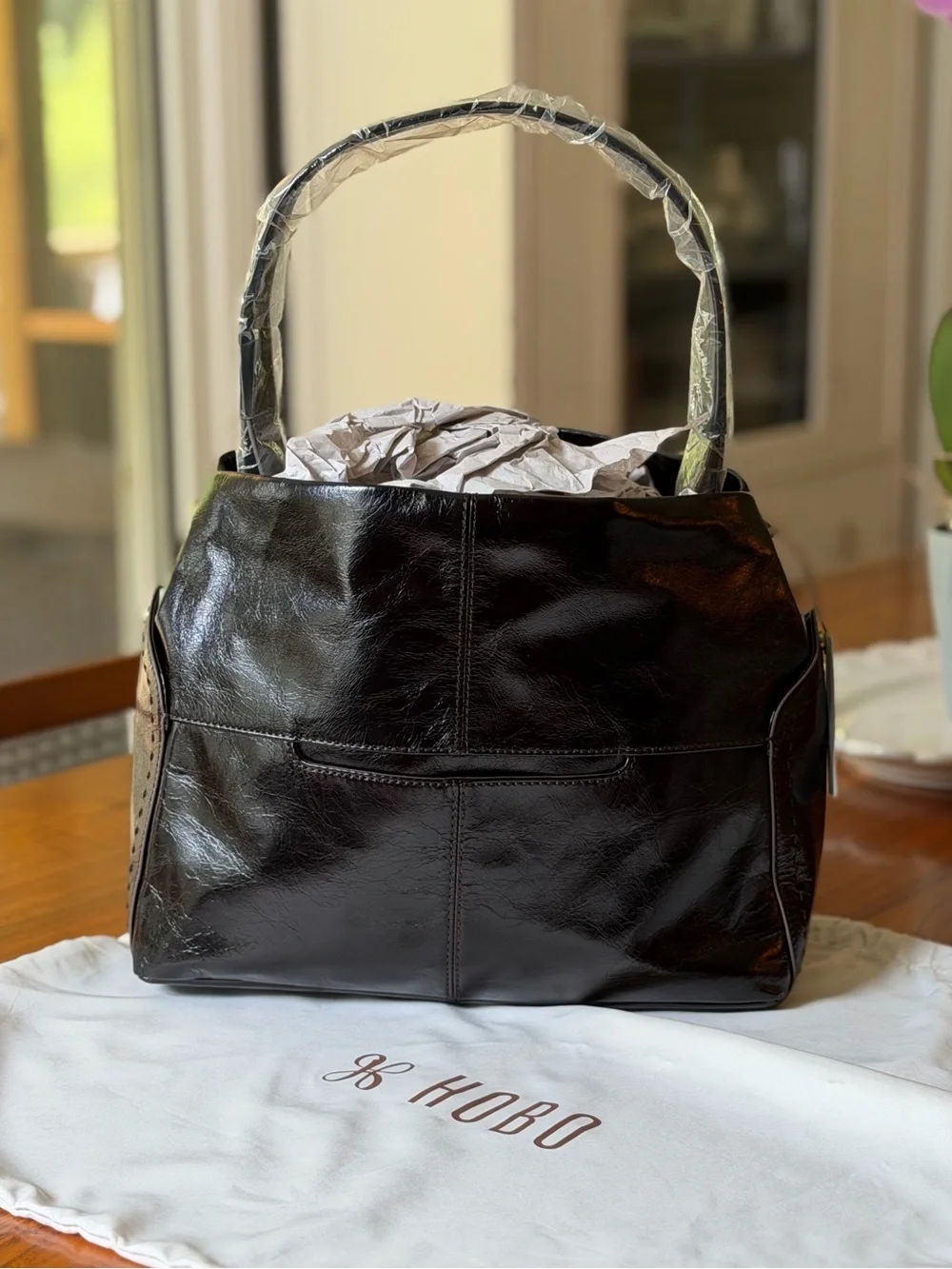 HOBO Seneca Black Genuine Leather Top-Handle Hobo Shoulder Bag